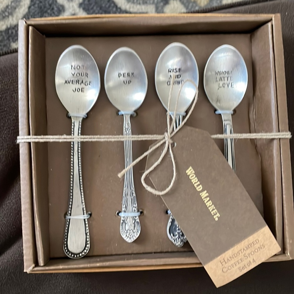 World Market Handstamped coffee spoons Brand New
